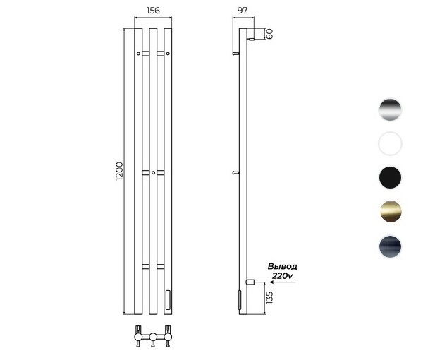 полотенцесушитель TERMINUS TRES круг 1200