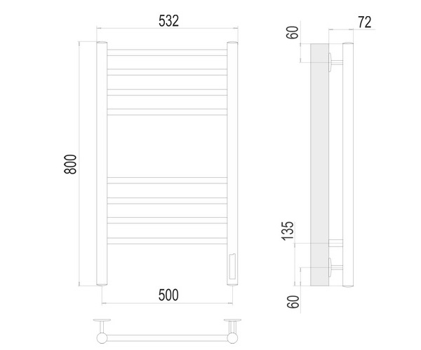 полотенцесушитель TERMINUS АВРОРА 500х800