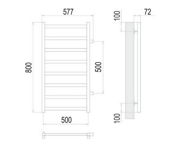 полотенцесушитель TERMINUS АВРОРА 500х800