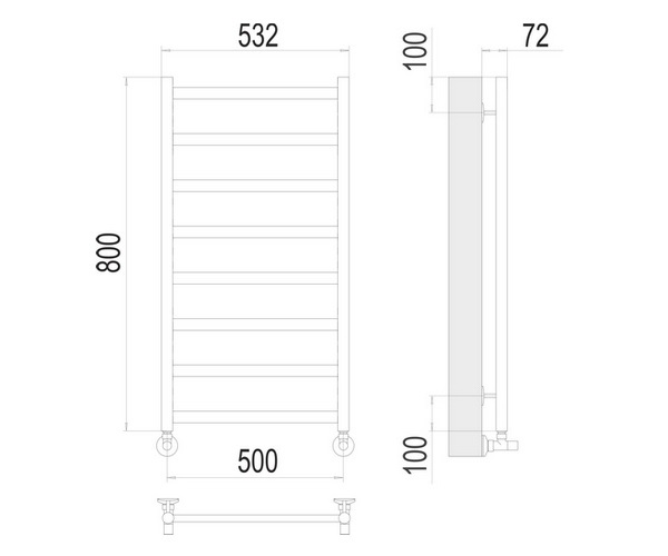 полотенцесушитель TERMINUS АВРОРА 500х800