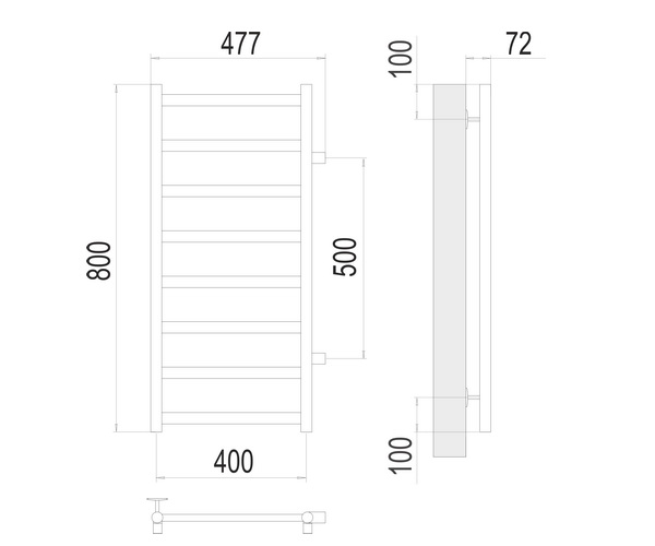 полотенцесушитель TERMINUS АВРОРА 400х800