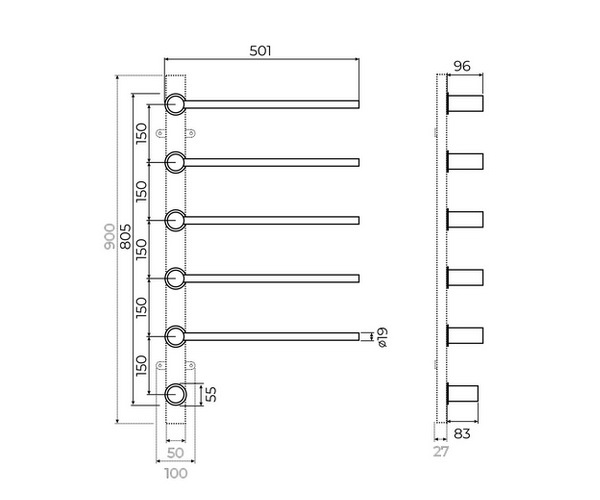 полотенцесушитель TERMINUS АККОРД 500х800
