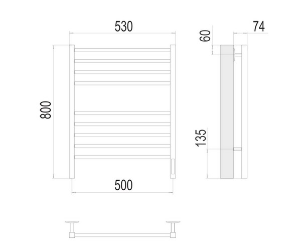 полотенцесушитель TERMINUS ВАТИКАН 500х800