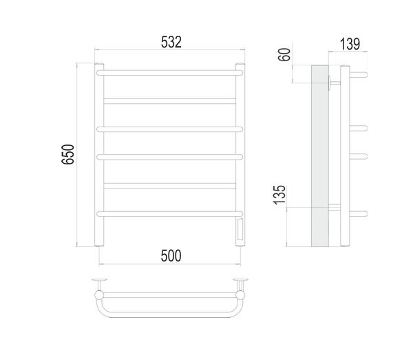 полотенцесушитель TERMINUS ЕВРОМИКС 500х650