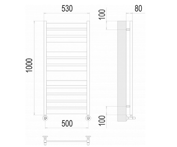 полотенцесушитель TERMINUS ЛАТТЕ 500х1000