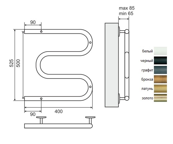 полотенцесушитель TERMINUS М-образный 400х500