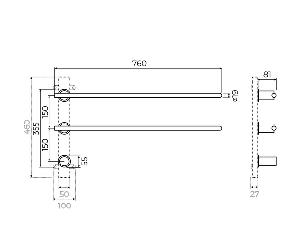 полотенцесушитель TERMINUS РОНДО 760х350