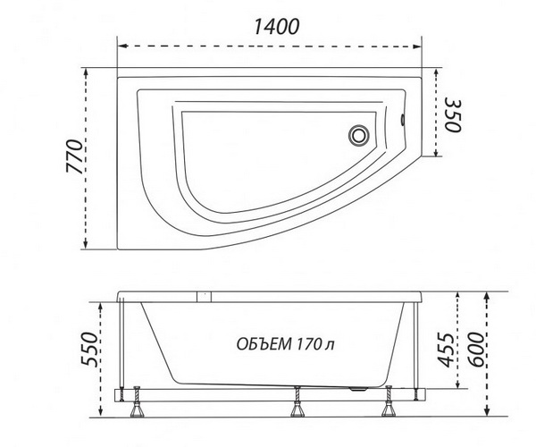 ванна акриловая TRITON БЭЛЛА 140х75