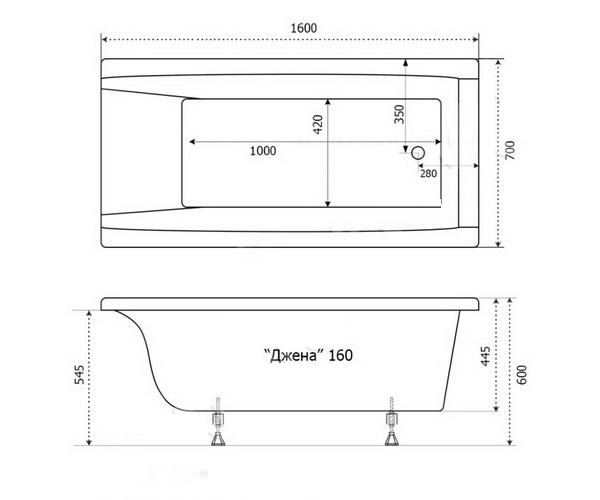 ванна акриловая TRITON ДЖЕНА 160х70