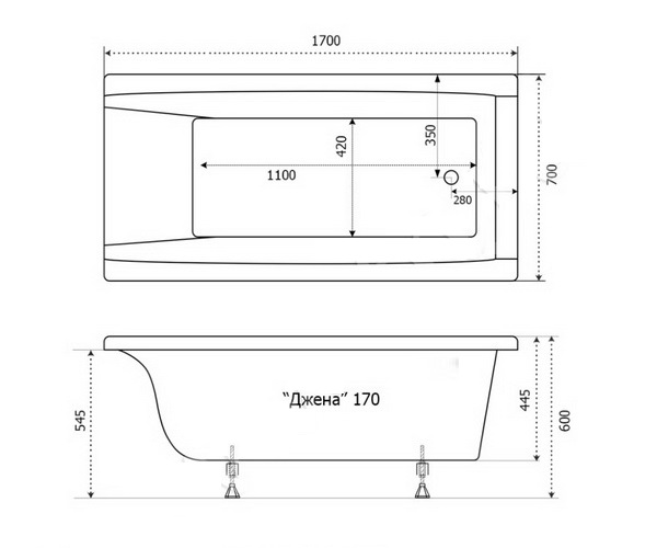 ванна акриловая TRITON ДЖЕНА 170х70