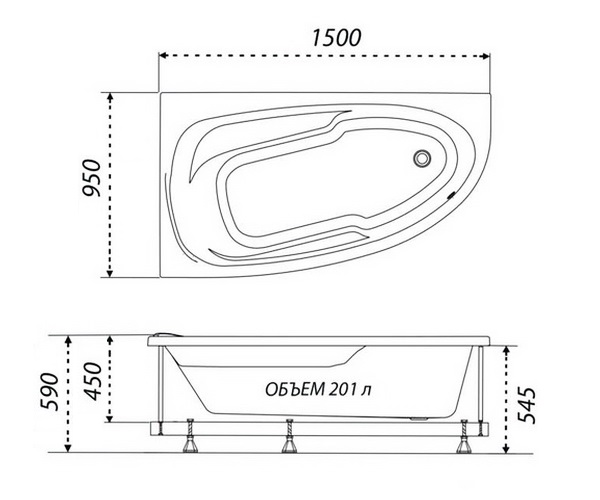 ванна акриловая TRITON МАДРИД 150х95