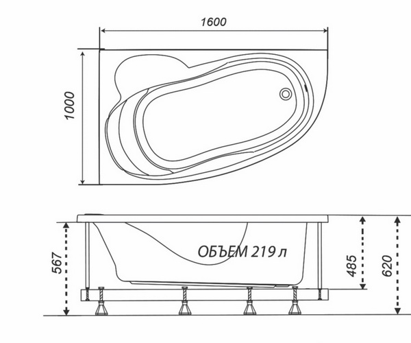 ванна акриловая TRITON НИКОЛЬ 160х100