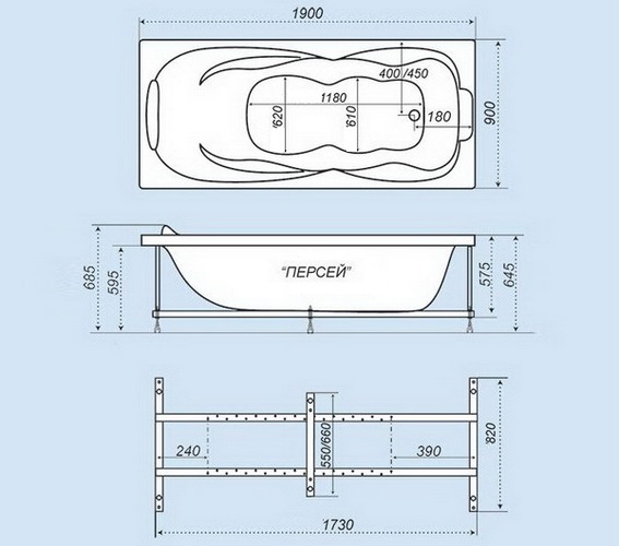 ванна акриловая TRITON ПЕРСЕЙ 190х90