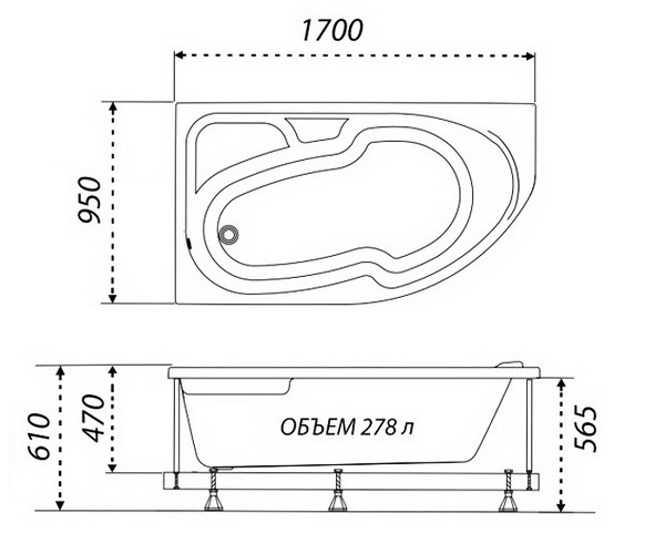 ванна акриловая TRITON СОФИЯ 170х95