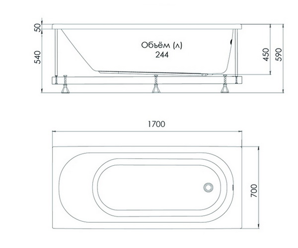 ванна акриловая TRITON ТОКИО 170х70