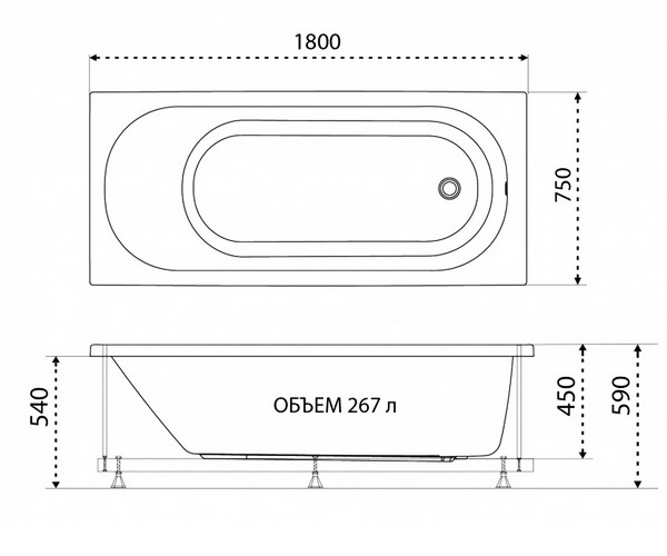 ванна акриловая TRITON ТОКИО 180х75