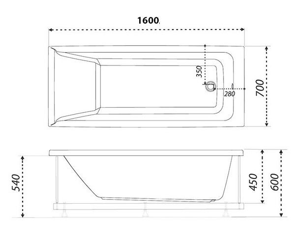 ванна акриловая TRITON ТОРИ 160х70