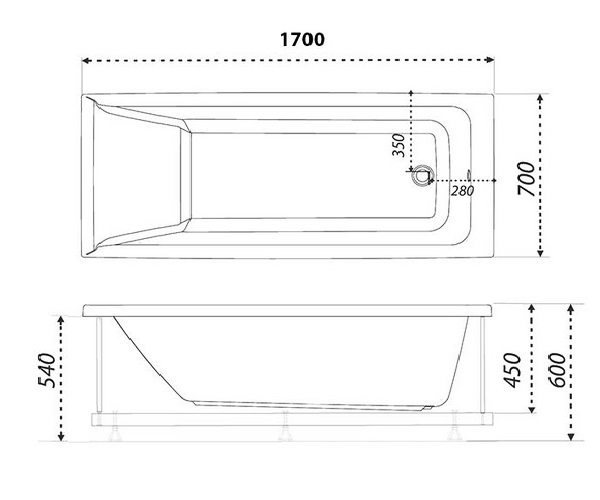 ванна акриловая TRITON ТОРИ 170х70