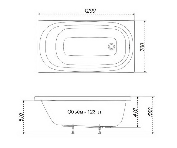 ванна акриловая TRITON УЛЬТРА 120х70