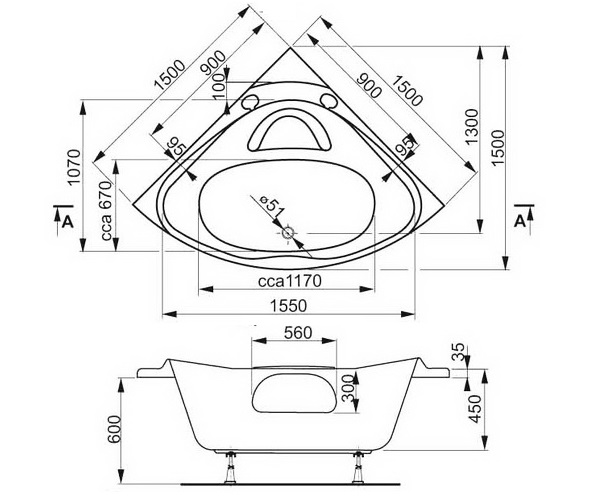 ванна акриловая VAGNERPLAST ATHENA 150х150