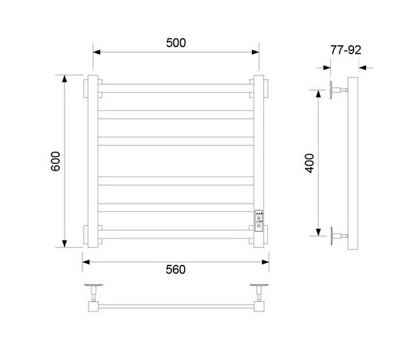 полотенцесушитель VECONI BARRO 500х600