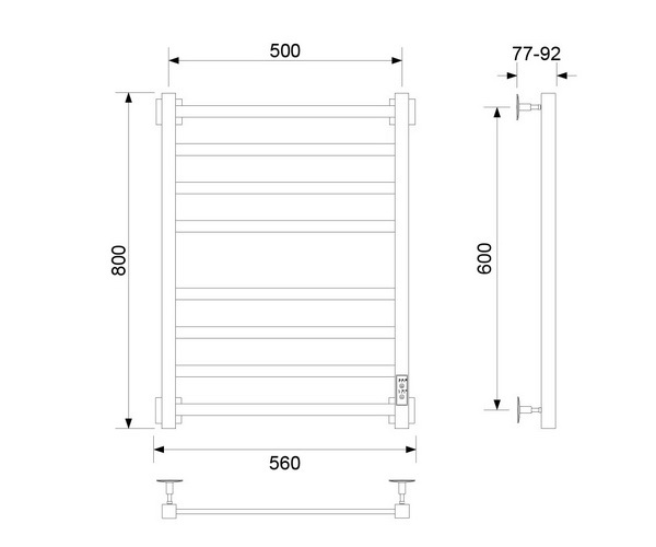 полотенцесушитель VECONI BARRO 500х800