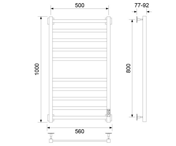 полотенцесушитель VECONI BARRO 500х1000