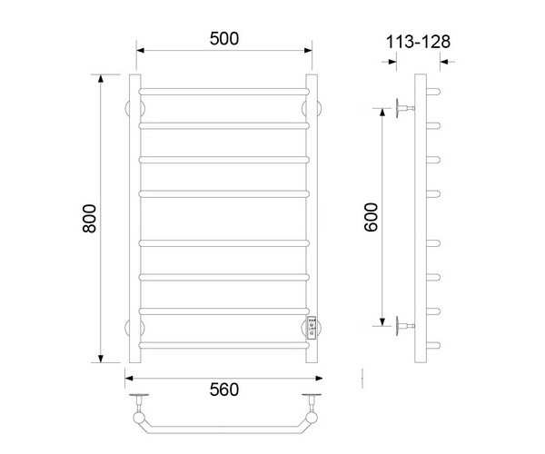 полотенцесушитель VECONI CANTU 500х800