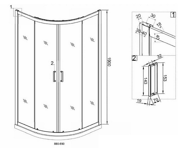 душевое ограждение VECONI RV-202 90