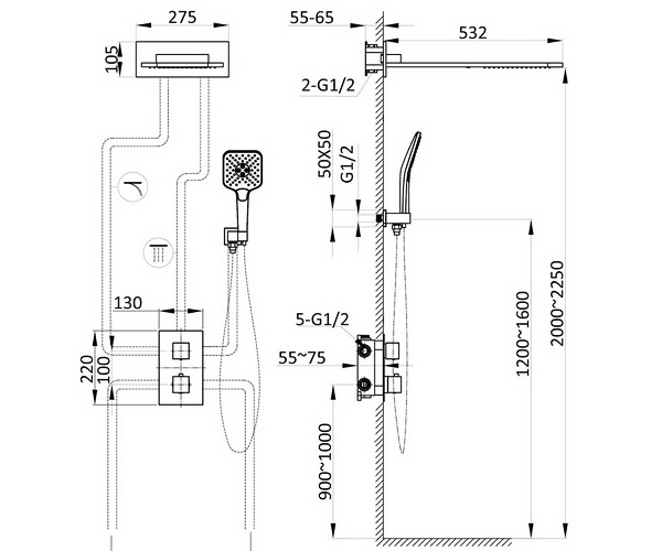 душевая система VINCEA 103T