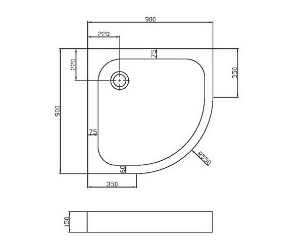 поддон акриловый VINCEA 3AQ 90