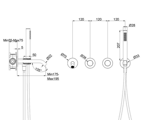 смеситель для ванны VINCEA AURA