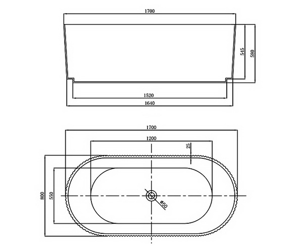 ванна акриловая VINCEA VBT-426-1700 170х80