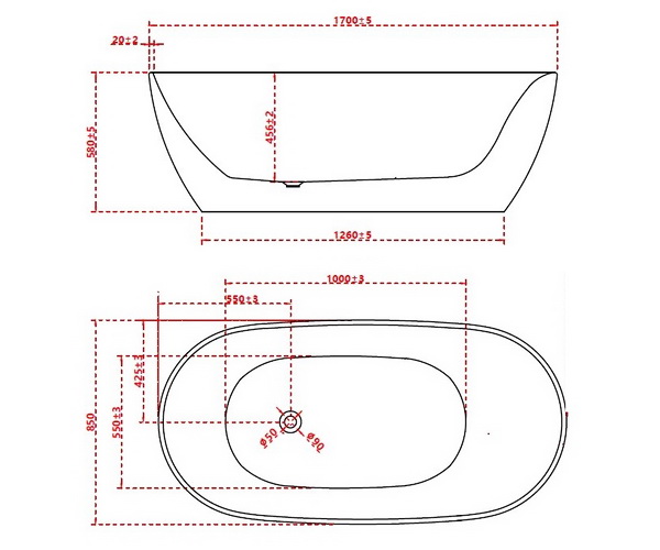 ванна акриловая VINCEA VBT-601 170х80