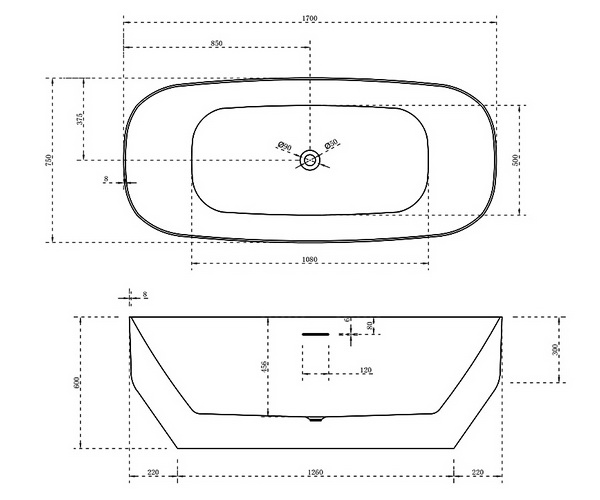 ванна акриловая VINCEA VBT-630 170х75