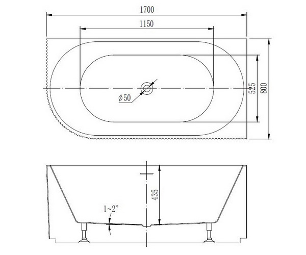 ванна акриловая VINCEA VBT-428-1700R 170х80