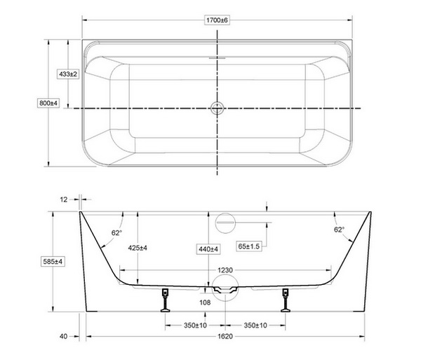 ванна акриловая VINCEA VBT-702-1700 170х80