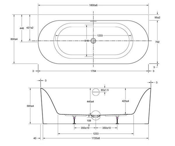 ванна акриловая VINCEA VBT-703-1800 180х80