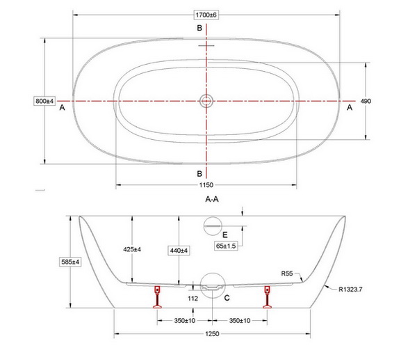 ванна акриловая VINCEA VBT-708-1700 170х80