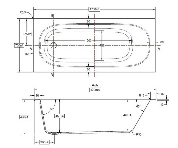 ванна акриловая VINCEA VBT-710-1700 170х75