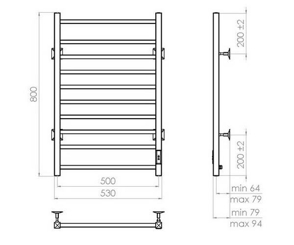 полотенцесушитель VINCEA 500х800