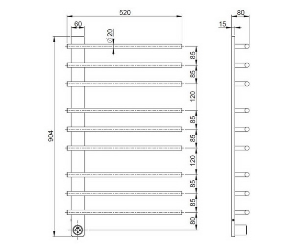 полотенцесушитель VINCEA 520х904