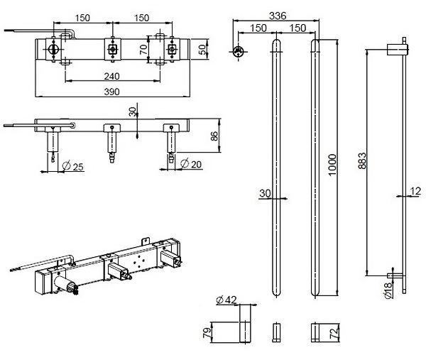 полотенцесушитель VINCEA 336х1000