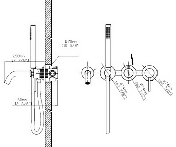 смеситель для ванны VINCEA GROOVE