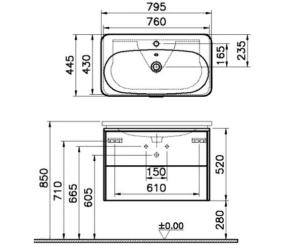 тумба с раковиной VITRA NEST 80