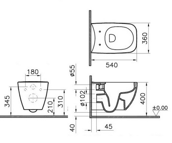 инсталляция и унитаз VITRA SHIFT