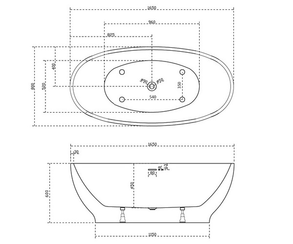 ванна акриловая ABBER AB9207 165х80