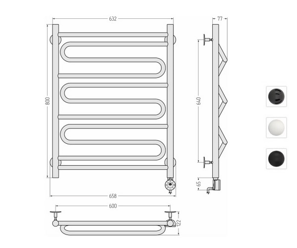 полотенцесушитель СТИЛЬЕ ФОРМАТ 22 600х800