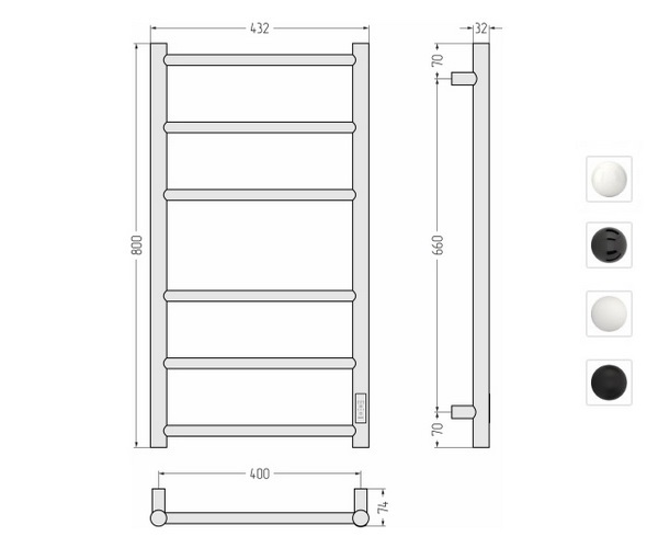 полотенцесушитель СТИЛЬЕ ФОРМАТ 27 400х800