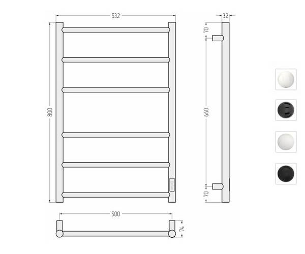 полотенцесушитель СТИЛЬЕ ФОРМАТ 27 500х800